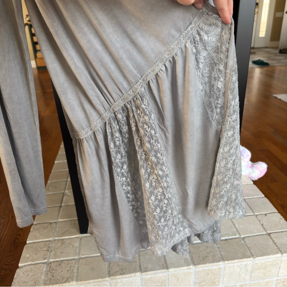 POL Grey Lace Patchwork Open Front long Cardigan … - image 3